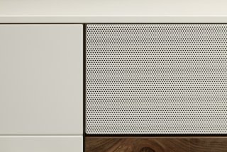 Meuble TV ANZIO Façade SOUND blanc laque et Bois 2 portes 1 tiroirs 